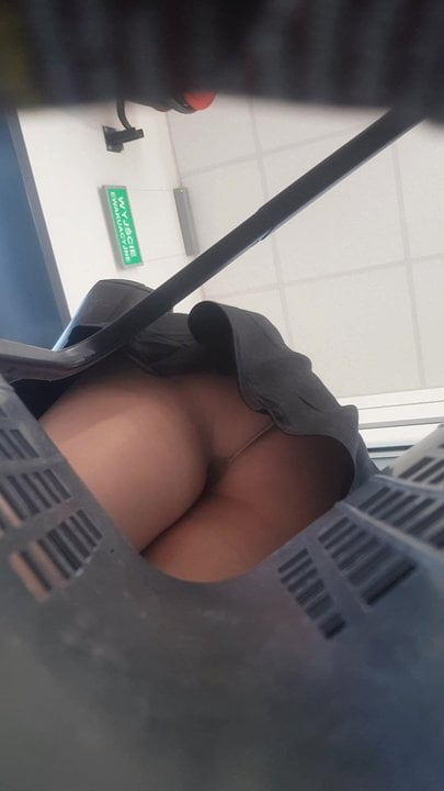 stockings upskirt in a supermarket